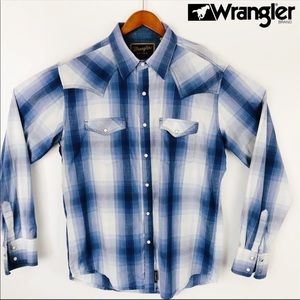 Retro Plaid Long Sleeve Western Pearl Snap Shirt